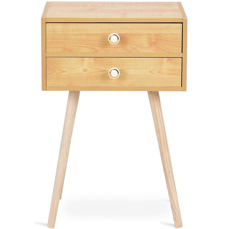 Pemberly Row 2-drawer Contemporary MDF and Wood Nightstand in Natural