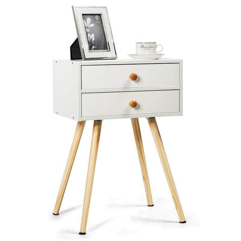 Pemberly Row 2-drawer Contemporary MDF and Wood Nightstand in White
