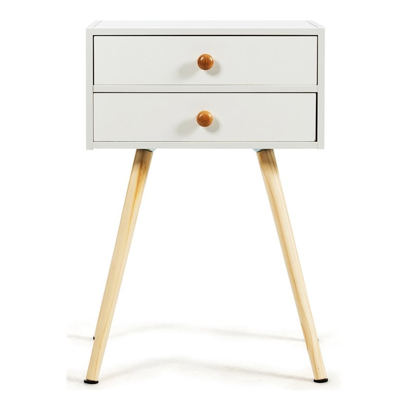 Pemberly Row 2-drawer Contemporary MDF and Wood Nightstand in White