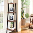 Pemberly Row 4-Tier Particle Board & Metal Brown/Black Corner Domestic Bookcase