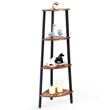 Pemberly Row 4-Tier Particle Board & Metal Brown/Black Corner Domestic Bookcase