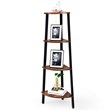 Pemberly Row 4-Tier Particle Board & Metal Brown/Black Corner Domestic Bookcase