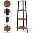 Pemberly Row 4-Tier Particle Board & Metal Brown/Black Corner Domestic Bookcase