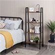 Pemberly Row 4-Tier Wood and Metal Ladder Bookcase in Natural and Black