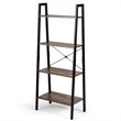 Pemberly Row 4-Tier Wood and Metal Ladder Bookcase in Natural and Black