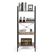 Pemberly Row 4-Tier Wood and Metal Ladder Bookcase in Natural and Black
