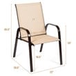 Pemberly Row Steel & Fabric Patio Dining Chairs with Armrest in Beige (Set of 2)