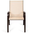 Pemberly Row Steel & Fabric Patio Dining Chairs with Armrest in Beige (Set of 2)