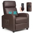 Pemberly Row Fabric and Iron Recliner Chair with Padded Seat in Brown