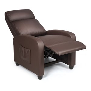 Pemberly Row Fabric and Iron Recliner Chair with Padded Seat in Brown