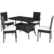 Pemberly Row 5-Pc Rattan and Steel Patio Dining Set with Glass Tabletop in Black