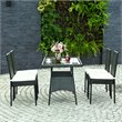 Pemberly Row 5-Pc Rattan and Steel Patio Dining Set with Glass Tabletop in Black