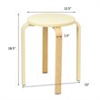 Pemberly Row Bentwood and PU Leather Stool with Padded Seat in Beige (Set of 4)