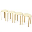 Pemberly Row Bentwood and PU Leather Stool with Padded Seat in Beige (Set of 4)