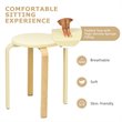 Pemberly Row Bentwood and PU Leather Stool with Padded Seat in Beige (Set of 4)