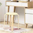 Pemberly Row Bentwood and PU Leather Stool with Padded Seat in Beige (Set of 4)