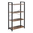 Pemberly Row 4-tier Particle Board and Iron Bookshelf in Rustic Brown