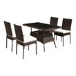 Pemberly Row 5-Pc Rattan & Steel Patio Dining Set with High Back Chair in Brown