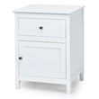 Pemberly Row Contemporary MDF and Pine Wood Nightstand with Drawer in White