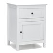 Pemberly Row Contemporary MDF and Pine Wood Nightstand with Drawer in White