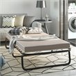 Pemberly Row Metal Guest Sleeper Folding Bed with Memory Foam Mattress in Black