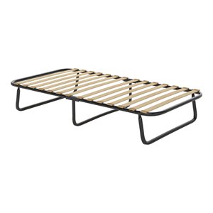 Pemberly Row Metal Guest Sleeper Folding Bed with Memory Foam Mattress in Black