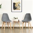 Pemberly Row Contemporary Fabric Dining Chair with Wood Leg in Gray (Set of 2)