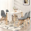 Pemberly Row Contemporary Fabric Dining Chair with Wood Leg in Gray (Set of 2)