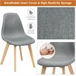 Pemberly Row Contemporary Fabric Dining Chair with Wood Leg in Gray (Set of 2)