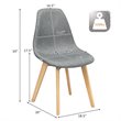 Pemberly Row Contemporary Fabric Dining Chair with Wood Leg in Gray (Set of 2)