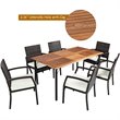Pemberly Row 7-Pc Rattan and Steel Patio Dining Set with Umbrella Hole in Brown