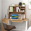 Pemberly Row Computer Desktop Bookcase Countertop Storage Bookshelf in Natural