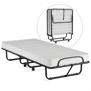 Pemberly Row Rollaway Folding Metal Bed Guest Bed Made in Italy White