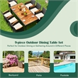 Pemberly Row 9PCS Patio Rattan Dining Set Wood Table Chair Set Mix Gray