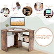 Pemberly Row Corner Computer Desk Writing Workstation Rustic Brown