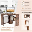 Pemberly Row Corner Computer Desk Writing Workstation Rustic Brown