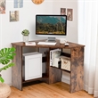 Pemberly Row Corner Computer Desk Writing Workstation Rustic Brown