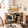 Pemberly Row Corner Computer Desk Writing Workstation Rustic Brown
