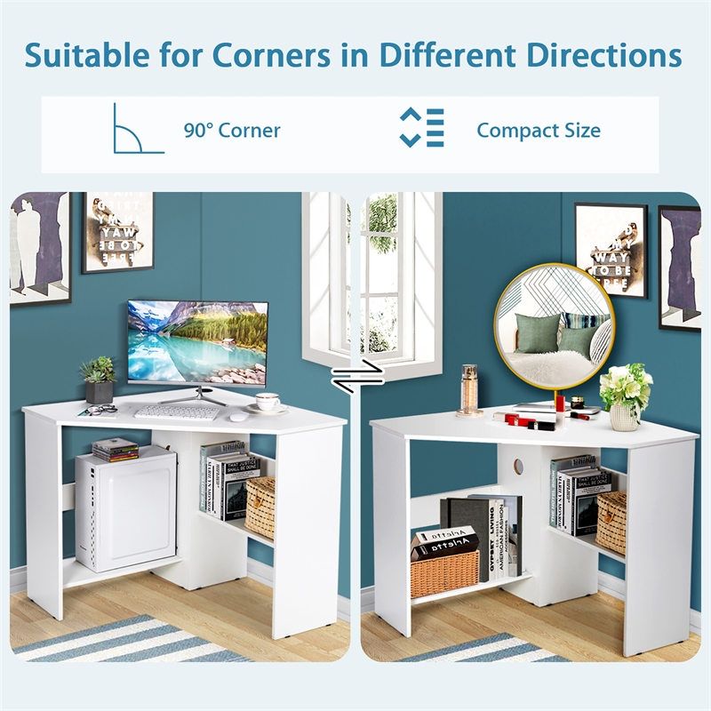 Pemberly Row Contemporary Wood Corner Computer Desk Writing Workstation in White