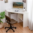 Pemberly Row Contemporary Wood Corner Computer Desk Writing Workstation in White