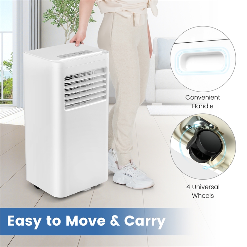 Pemberly Row Contemporary Plastic 8000 BTU Portable Air Conditioner in White