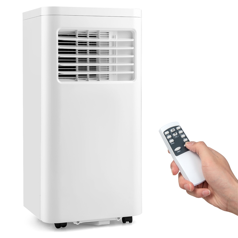 Pemberly Row Contemporary Plastic 8000 BTU Portable Air Conditioner in White