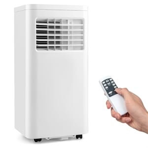 Pemberly Row Contemporary Plastic 8000 BTU Portable Air Conditioner in White