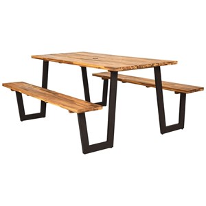 Pemberly Row Patented Picnic Table with 2 Benches 70'' Dining Table Yellow