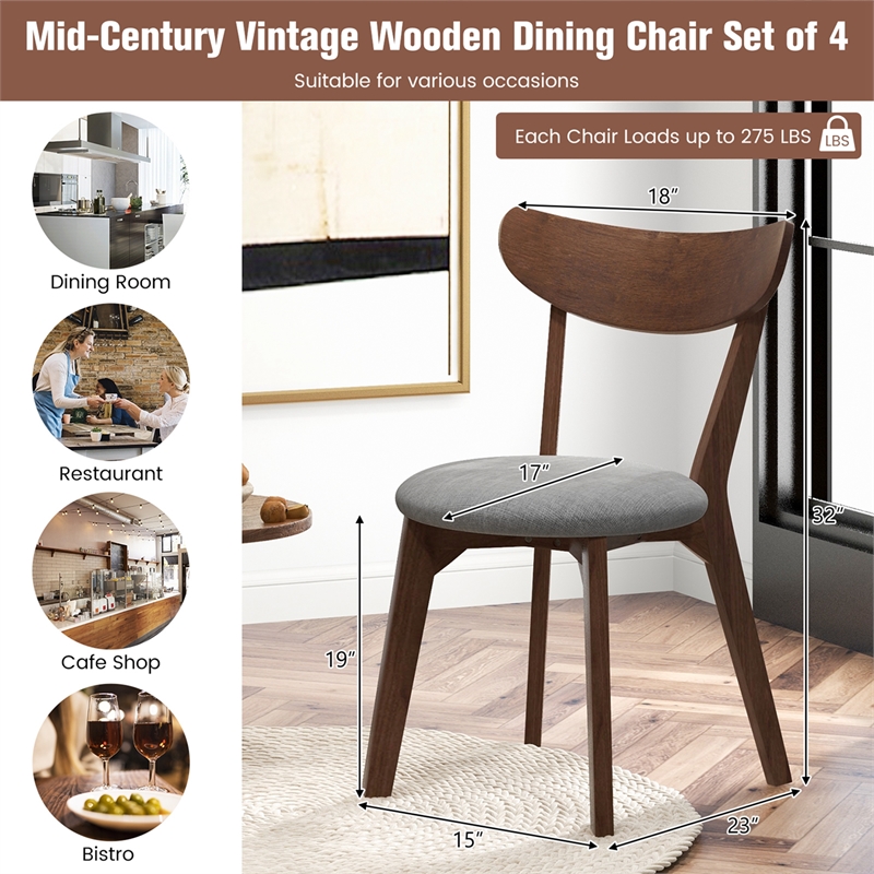 Pemberly Row Set of 2 Dining Chair Upholstered Curved Back Side Chair Walnut