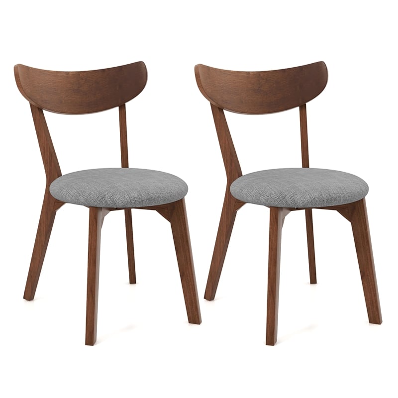 Pemberly Row Set of 2 Dining Chair Upholstered Curved Back Side Chair Walnut
