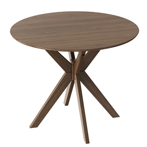 Pemberly Row Modern Round Wood Dining Table for Home Office Walnut