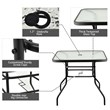Pemberly Row Outdoor Patio Square Table Tempered Glass Steel Frame in Black