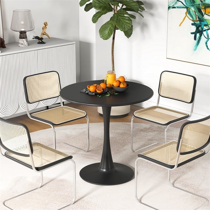Pemberly Row 31.5 inch Round Dining Table PP Ring Modern Bistro Table Black