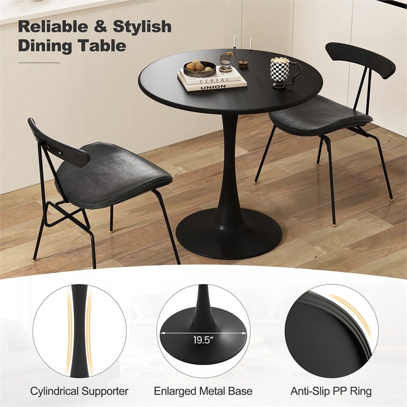 Pemberly Row 31.5 inch Round Dining Table PP Ring Modern Bistro Table Black